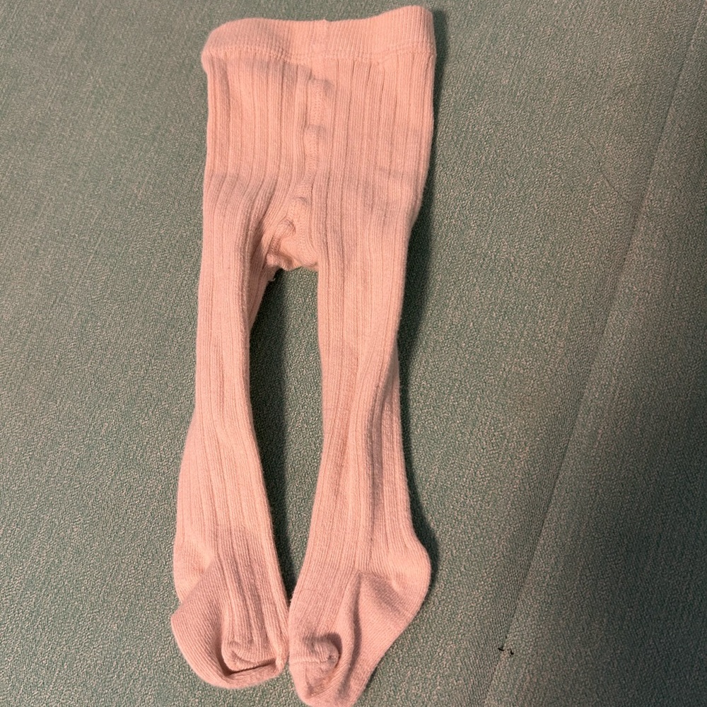 Kids Cream Ribbed Tights